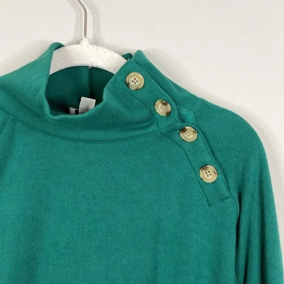 J Crew Factory green button collar sweatshirt - Picture 3 of 8